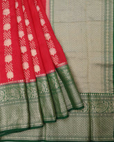 Crimson Red Kora Banarasi Saree